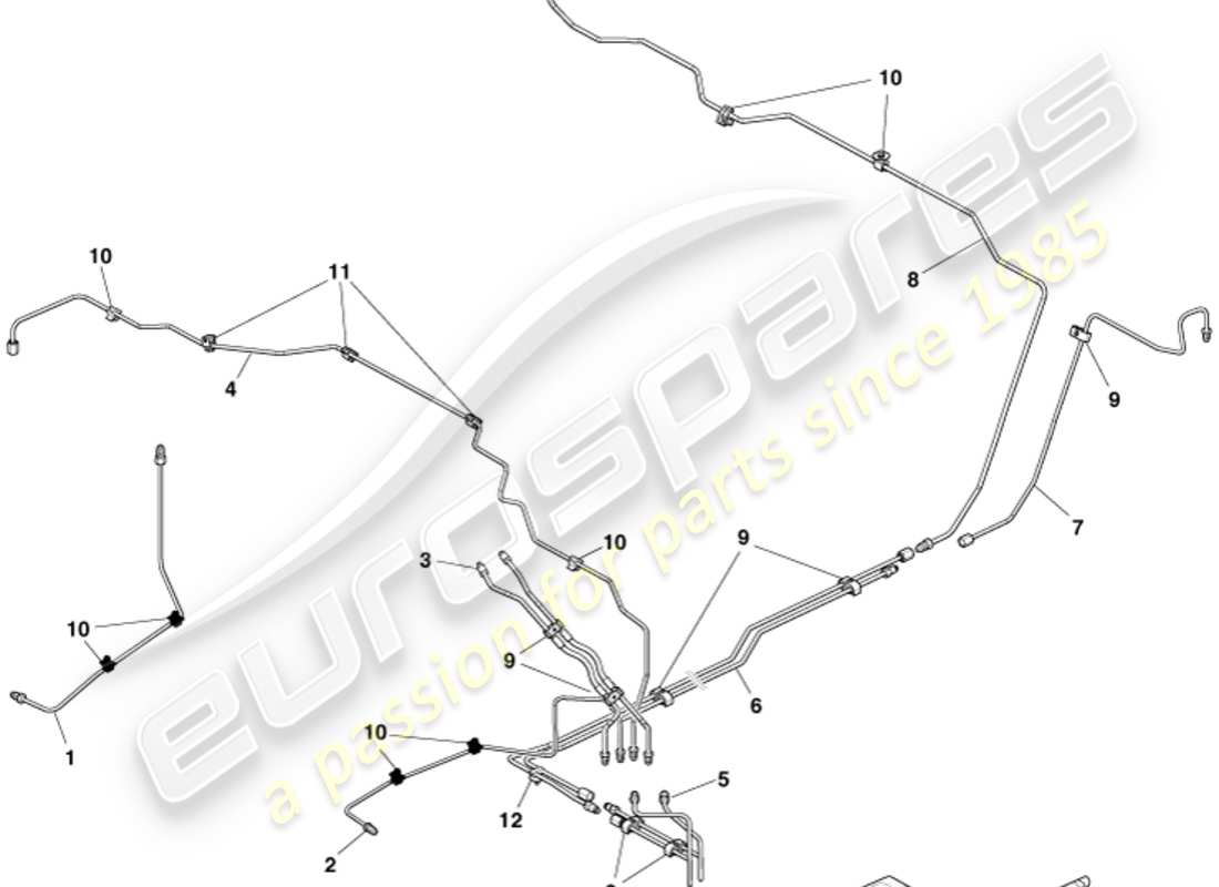 aston martin rapide (2017) brake lines & hoses, lhd part diagram