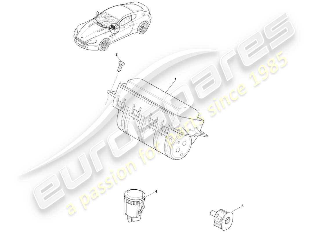 aston martin v8 vantage (2005) passenger airbag part diagram