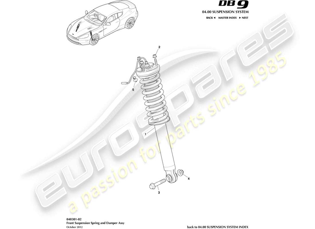 aston martin db9 (2016) front spring & damper parts diagram