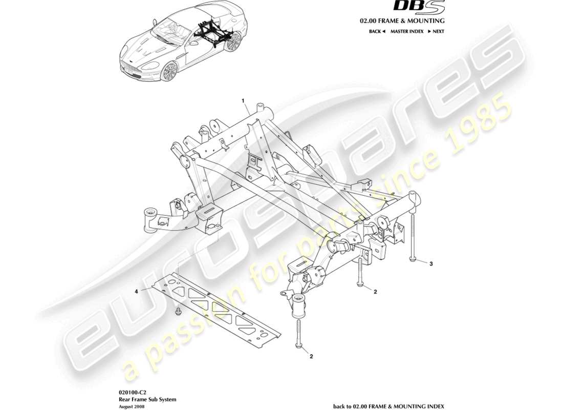 aston martin dbs (2014) rear subframe part diagram