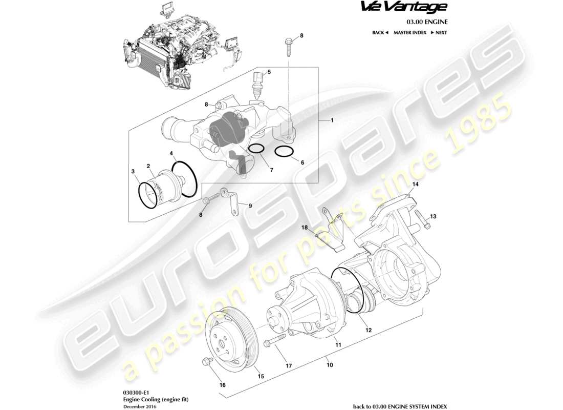 aston martin v12 vantage (2011) engine cooling part diagram