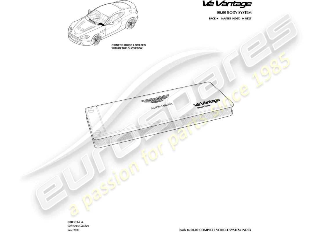 aston martin v12 vantage (2010) owners guide part diagram