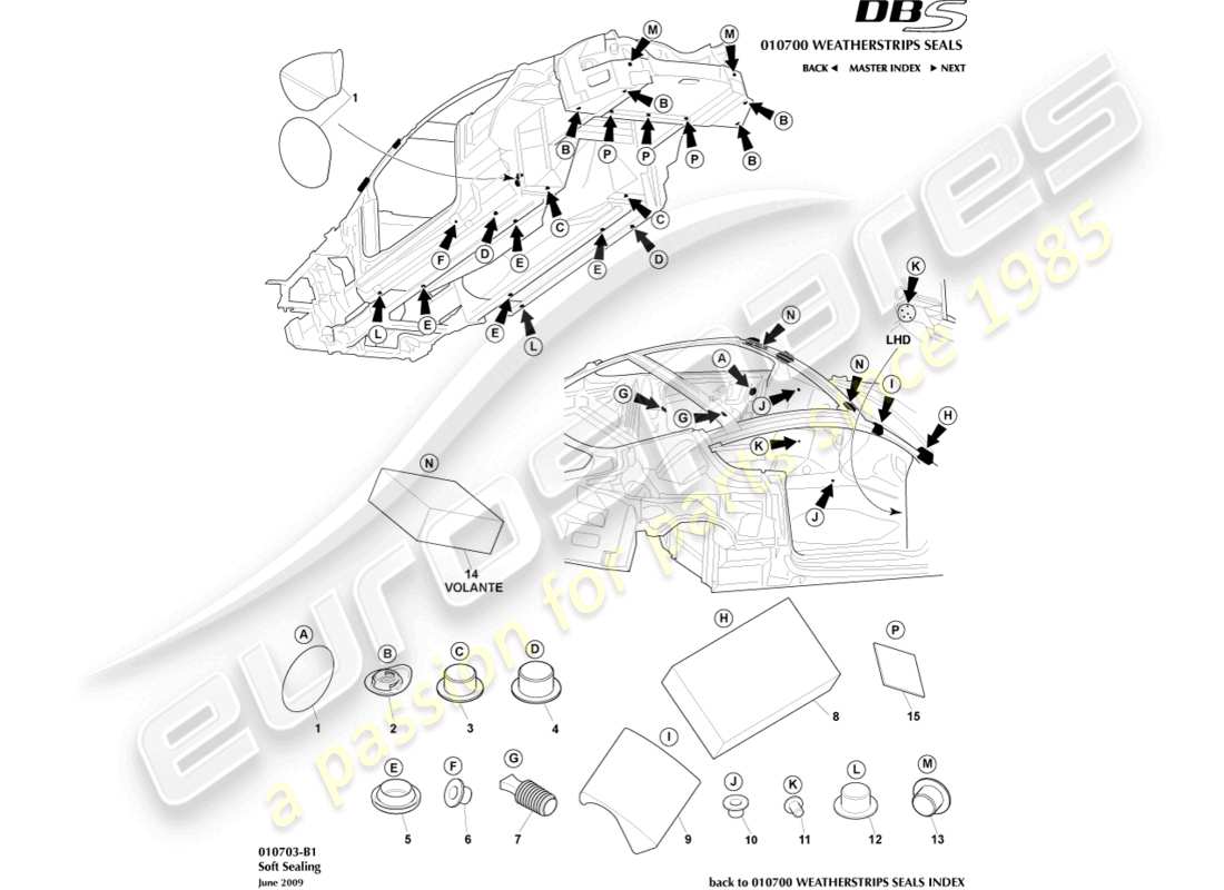 aston martin dbs (2014) soft sealing part diagram