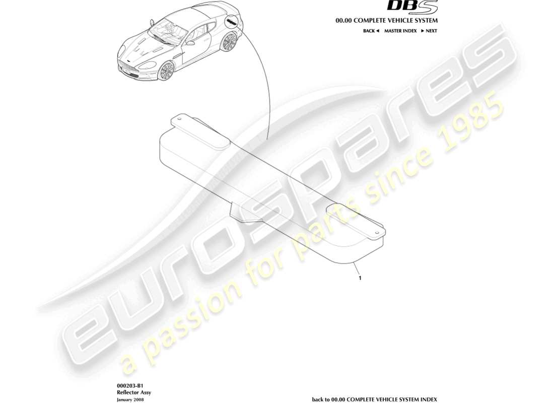 aston martin dbs (2014) hazard warning reflector part diagram