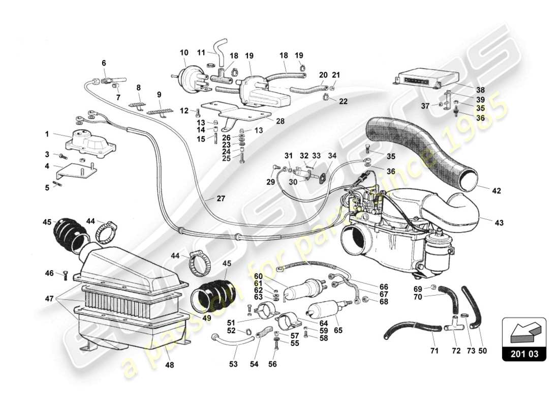 lamborghini countach 25th anniversary (1989) injection parts diagram