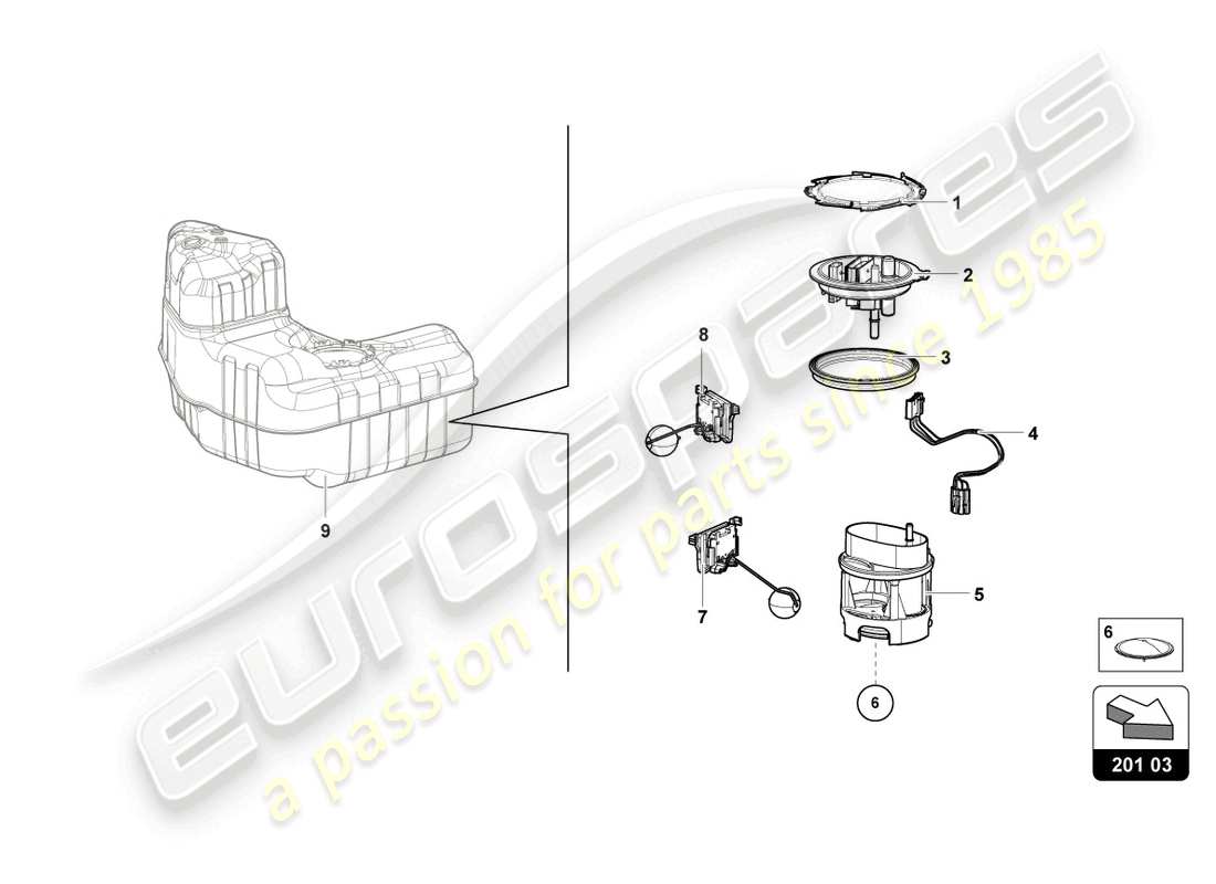 lamborghini 2024 (evo spyder) fuel delivery module right part diagram