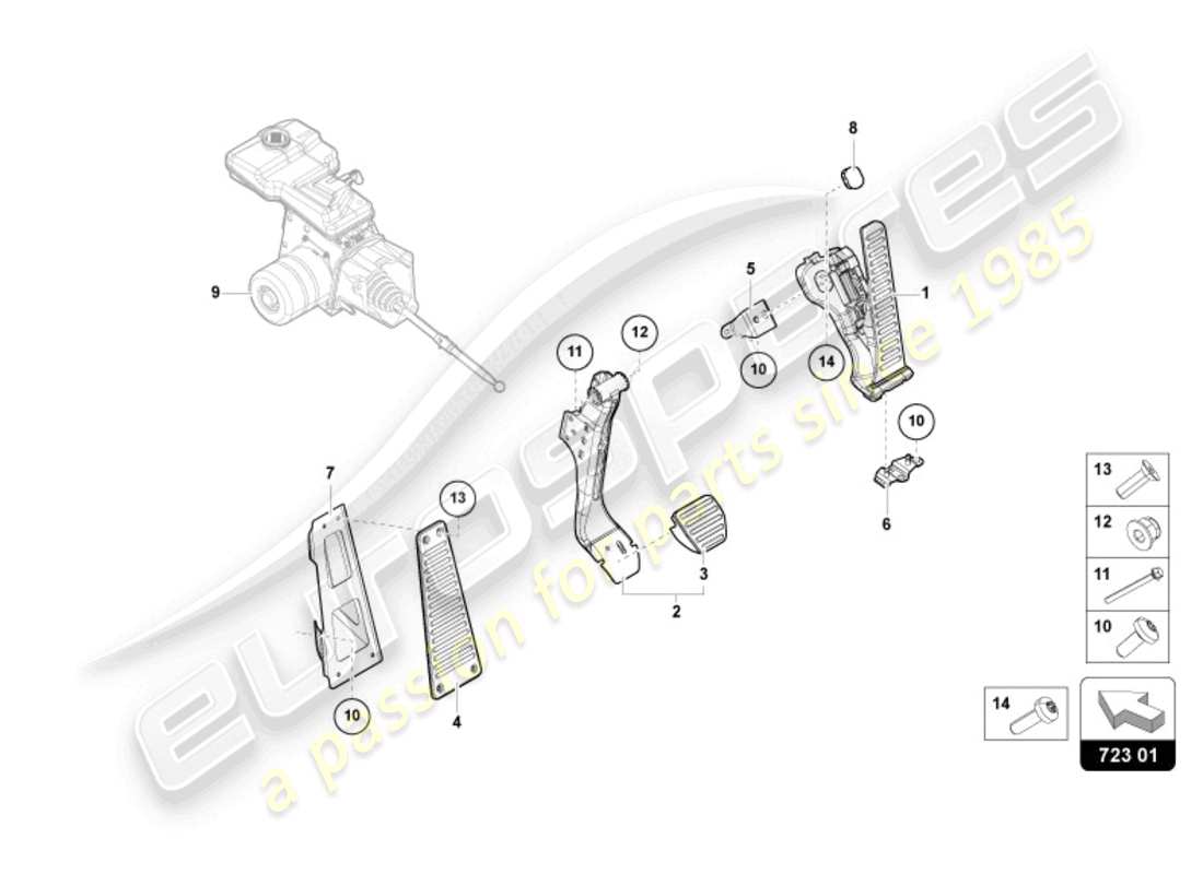 lamborghini revuelto coupe (2024) brake and accel. lever mech. part diagram