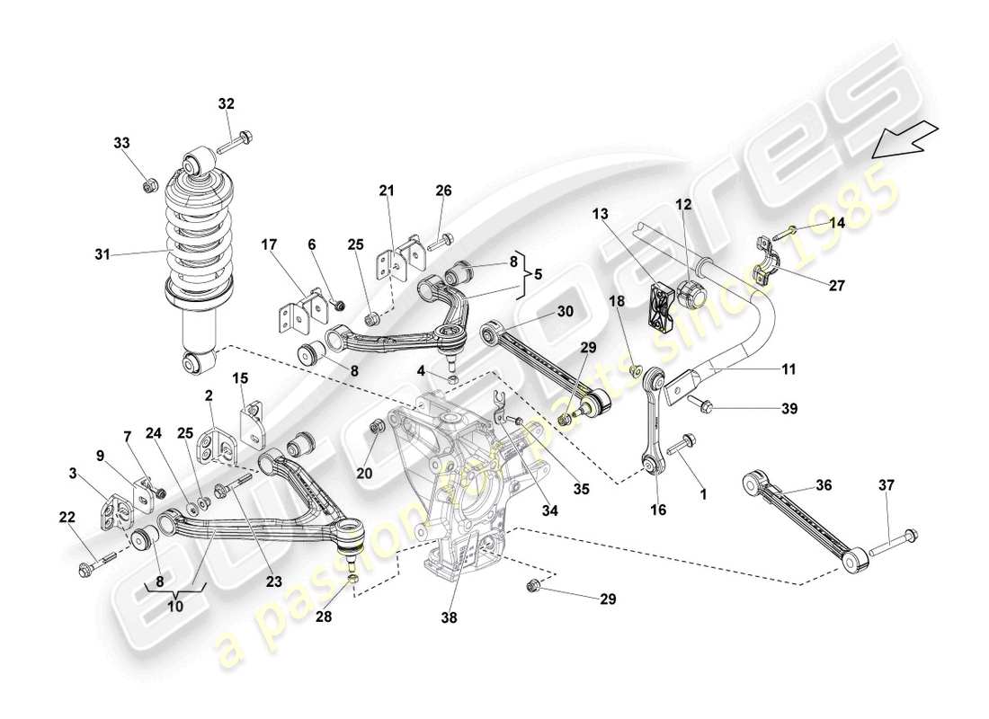 lamborghini lp550-2 coupe (2011) wishbone rear parts diagram