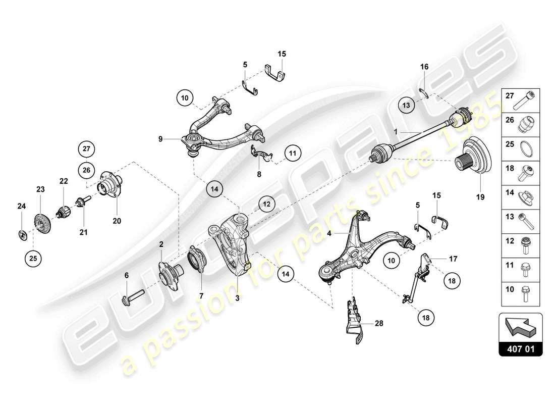 lamborghini 2023 (tecnica) axle shaft front part diagram