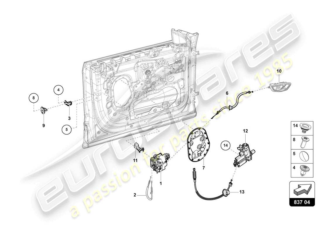 lamborghini urus (2021) door lock front parts diagram