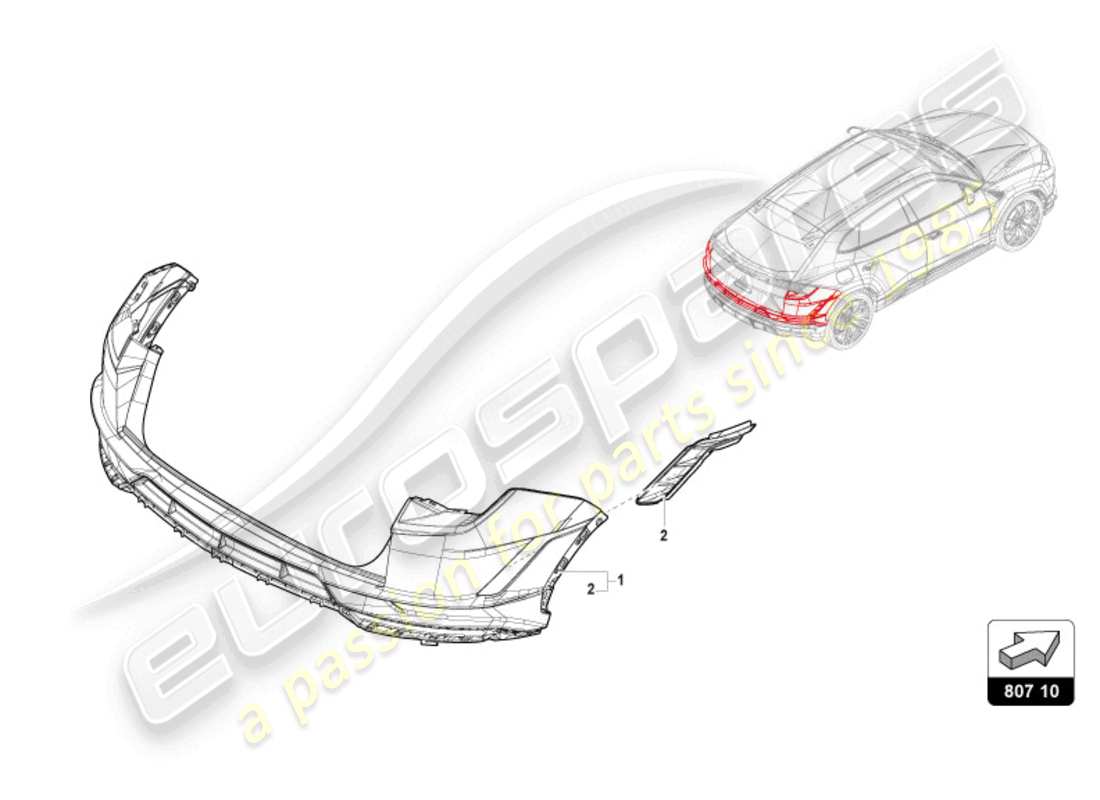 lamborghini urus performante (2024) bumper, complete parts diagram