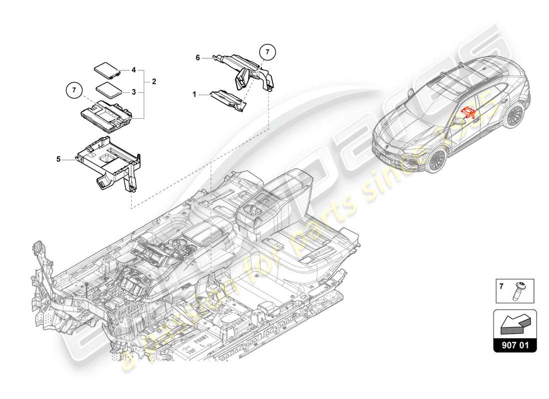 lamborghini urus performante (2024) diagnosis interface for data bus (gateway) parts diagram