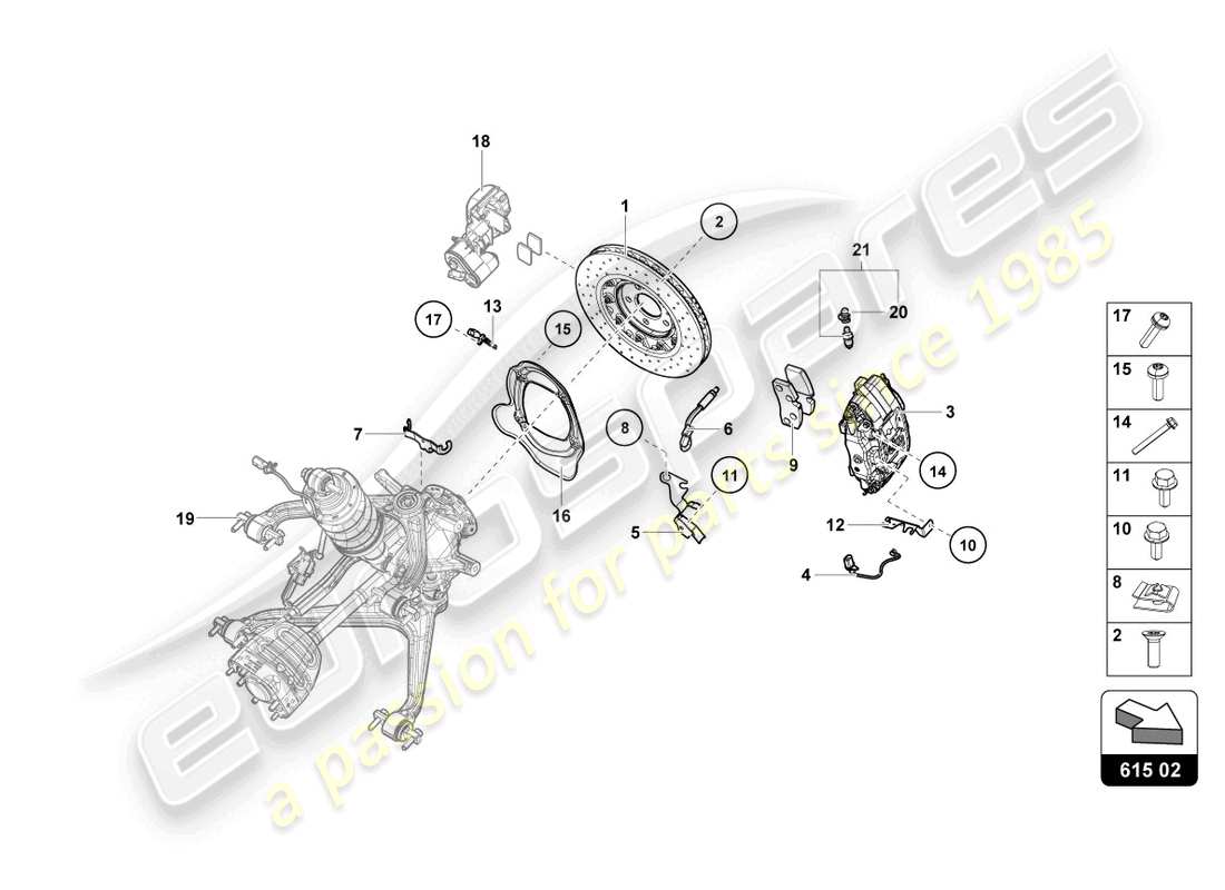 lamborghini 2021 (evo spyder 2wd) ceramic brake disc rear part diagram