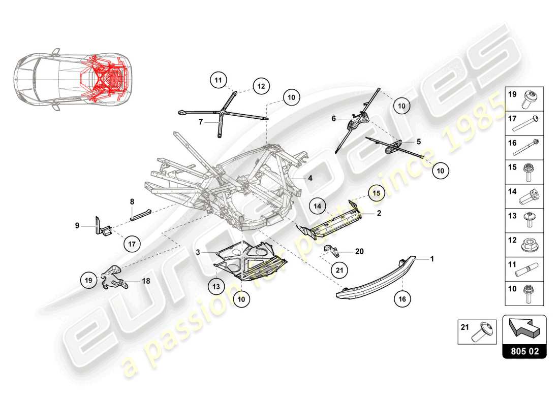 lamborghini sterrato (2023) chassis rear, outer parts diagram