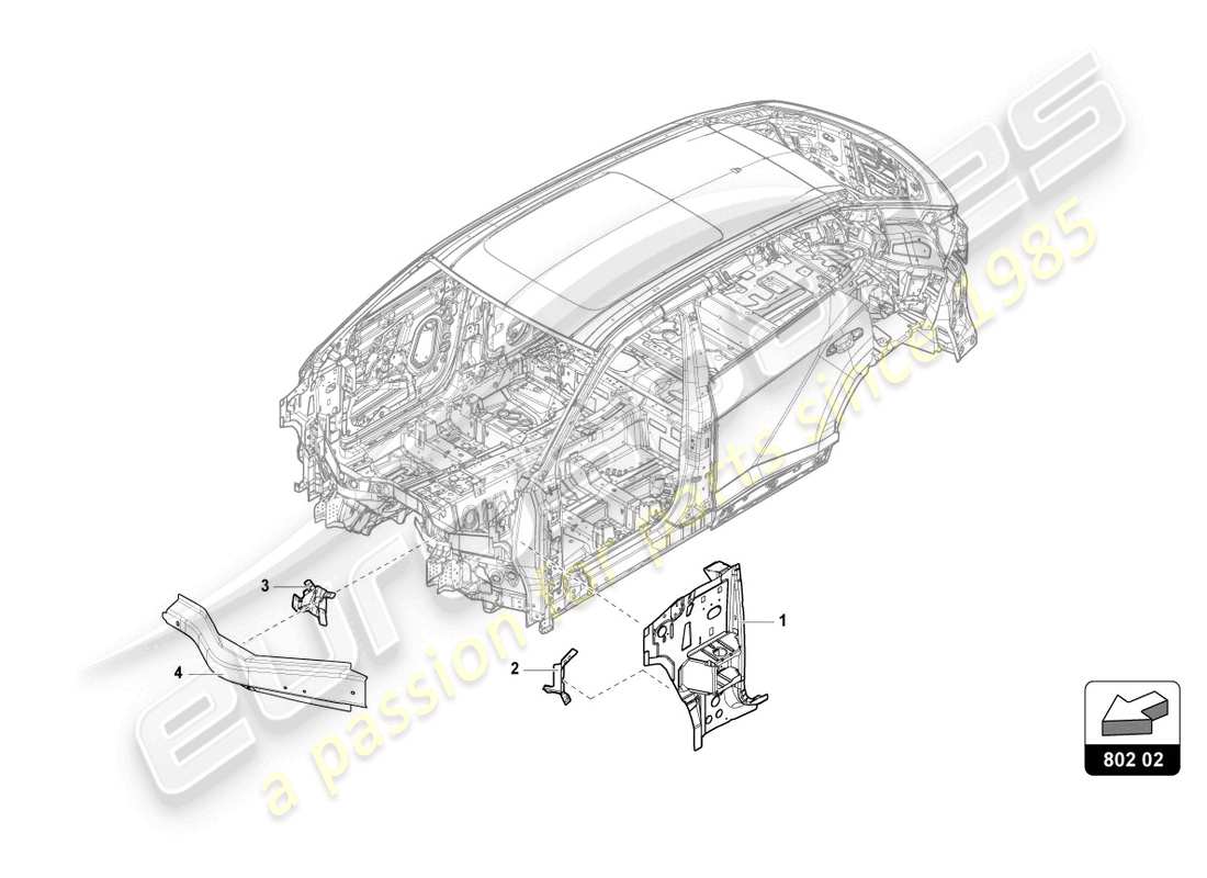 lamborghini urus s (2023) sectional parts for the side section parts diagram