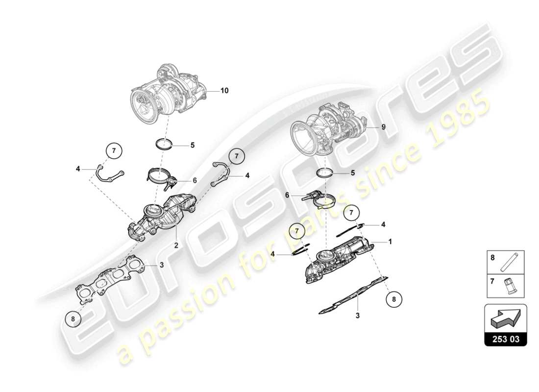 lamborghini urus (2022) exhaust manifolds parts diagram