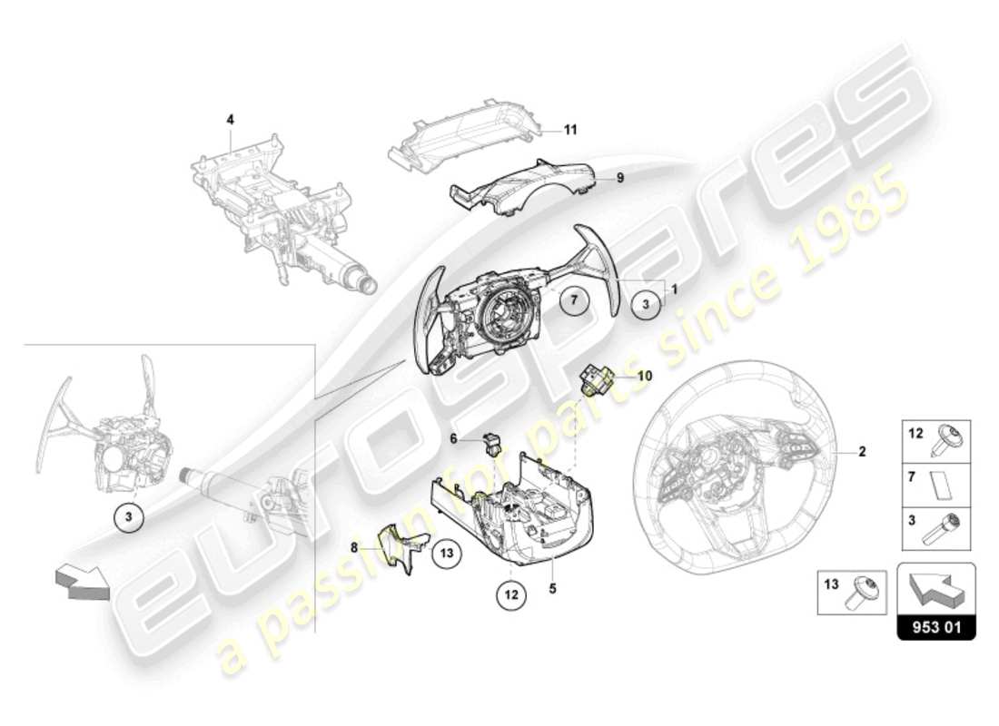 lamborghini revuelto coupe (2024) steering col. combi switch parts diagram