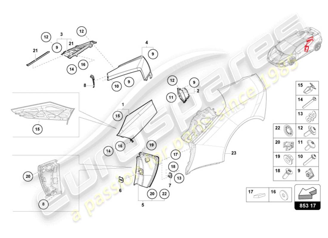 lamborghini tecnica (2024) cover panel parts diagram