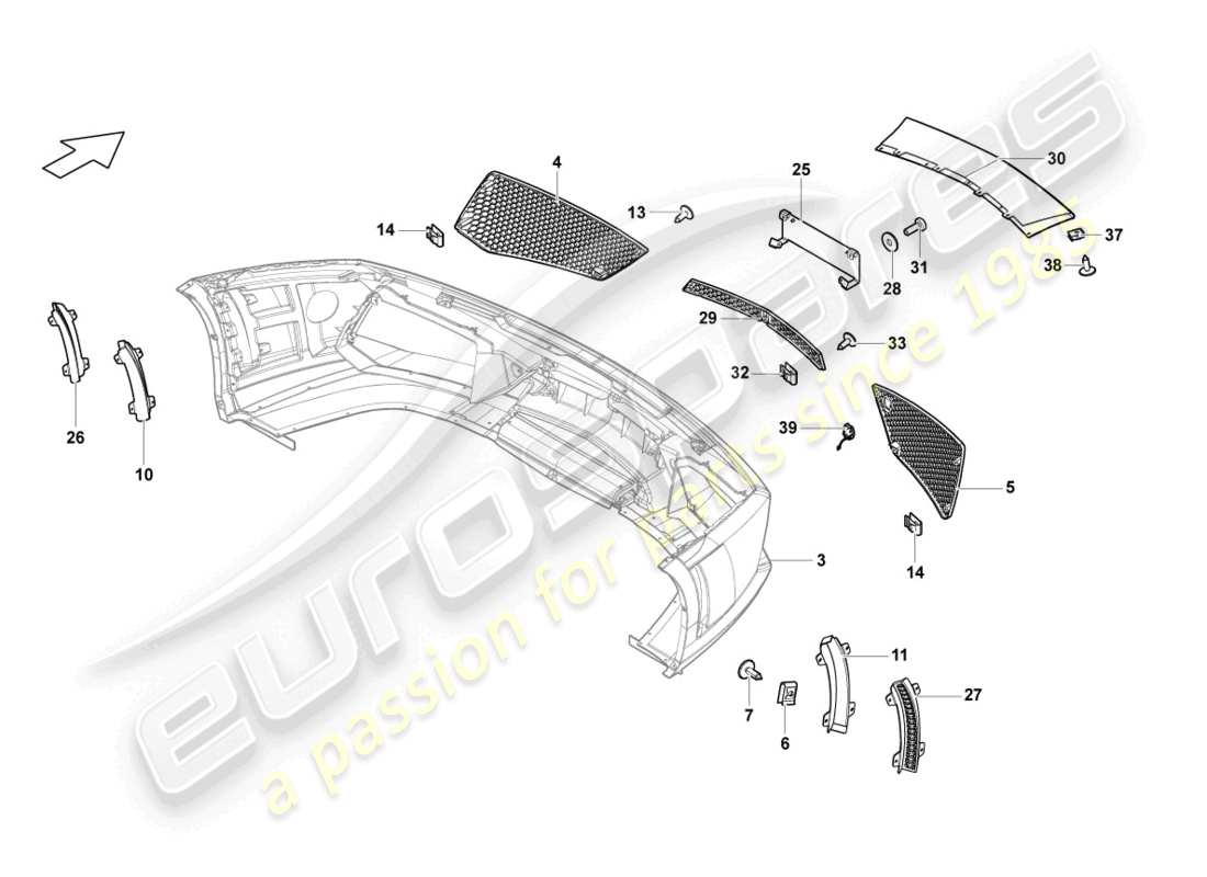 lamborghini lp550-2 coupe (2011) grille front parts diagram