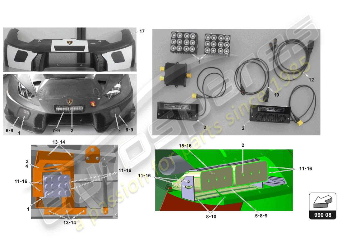 lamborghini 2017 (gt3) extra light kit part diagram