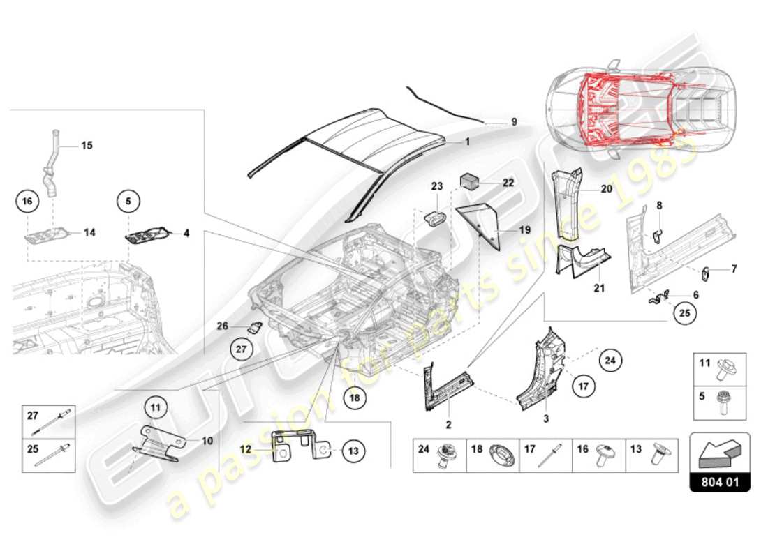 lamborghini sterrato (2024) roof parts diagram
