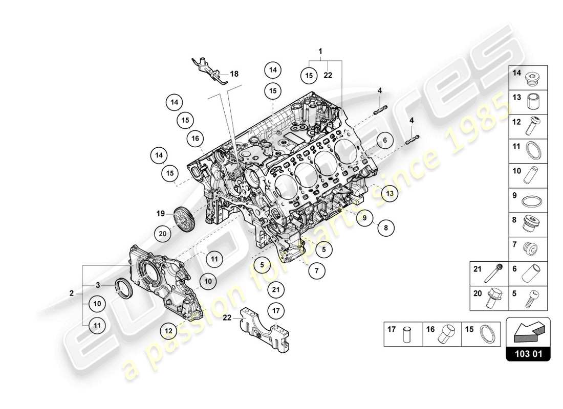 lamborghini urus performante (2024) crankcase parts diagram