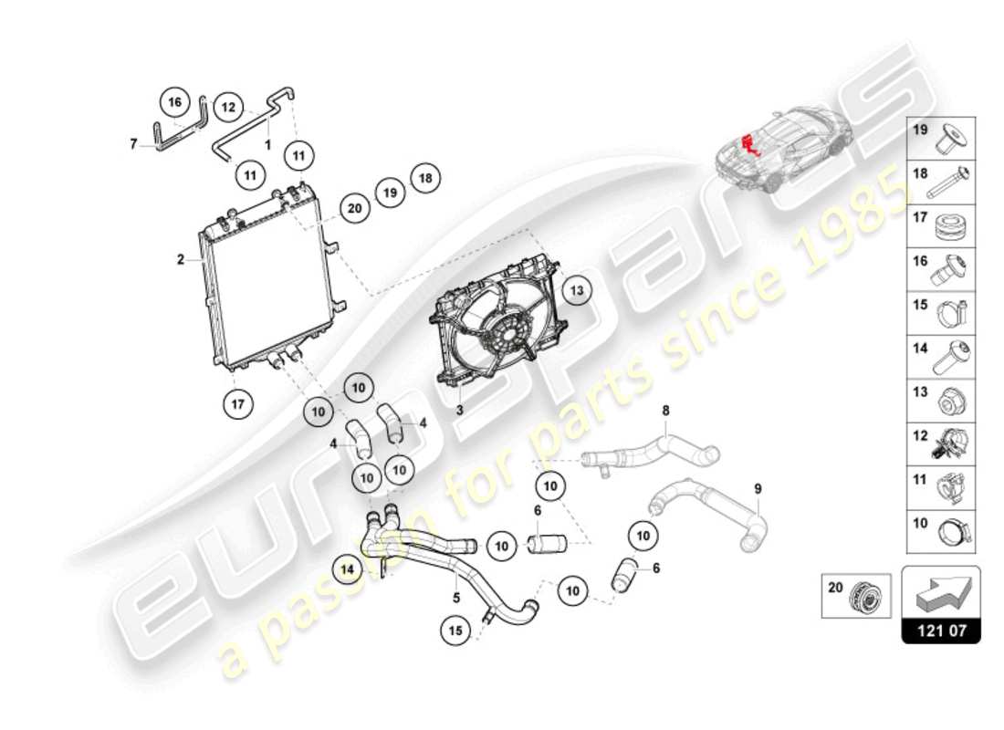 lamborghini revuelto coupe (2024) coolant cooling system water system parts diagram