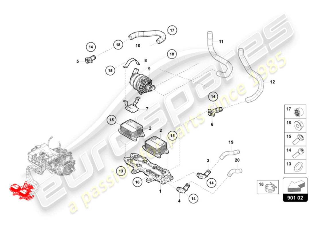 lamborghini revuelto coupe (2024) drive cooling part diagram