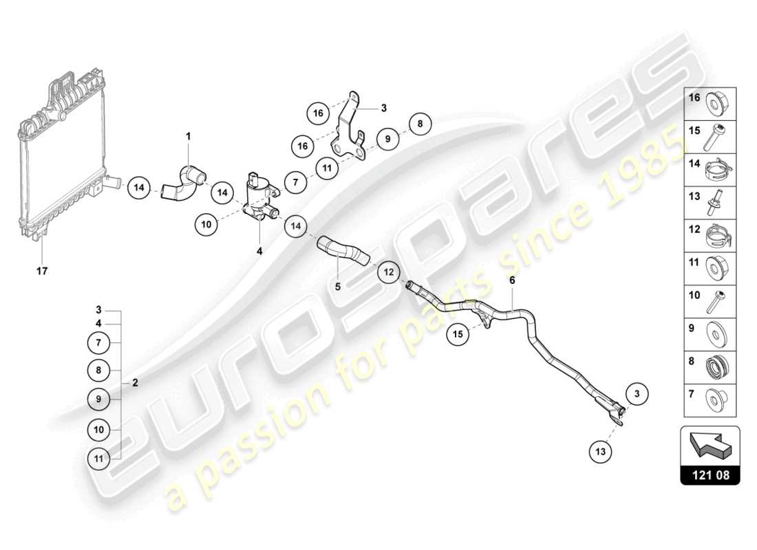 lamborghini urus (2020) coolant pipe parts diagram