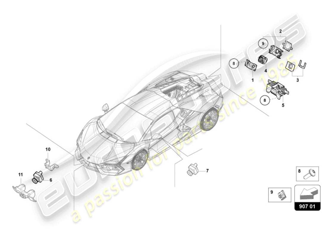 lamborghini revuelto coupe (2024) vehicle environment camera part diagram