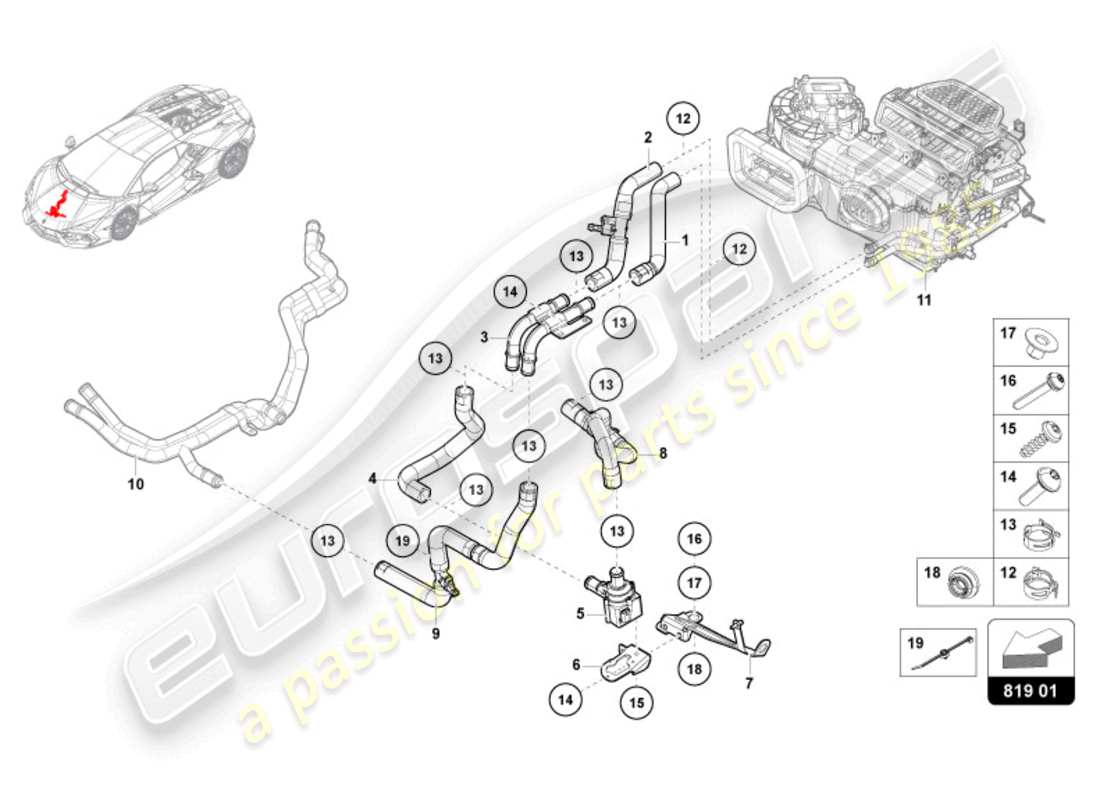 lamborghini revuelto coupe (2024) air cond. system/ heating standard parts diagram