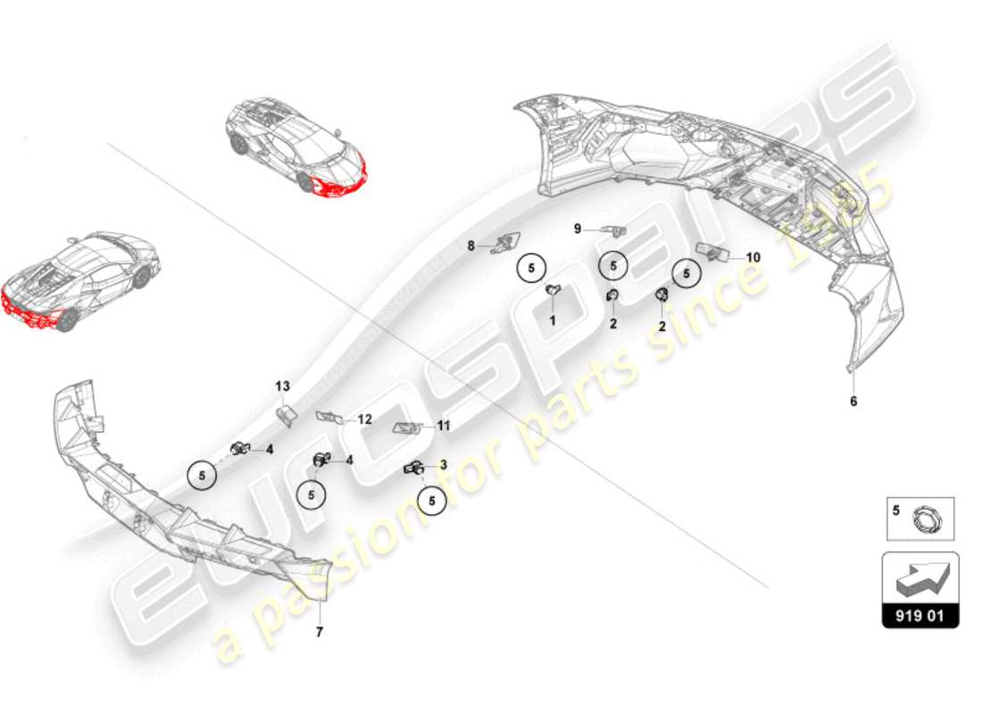 lamborghini revuelto coupe (2024) sensors part diagram
