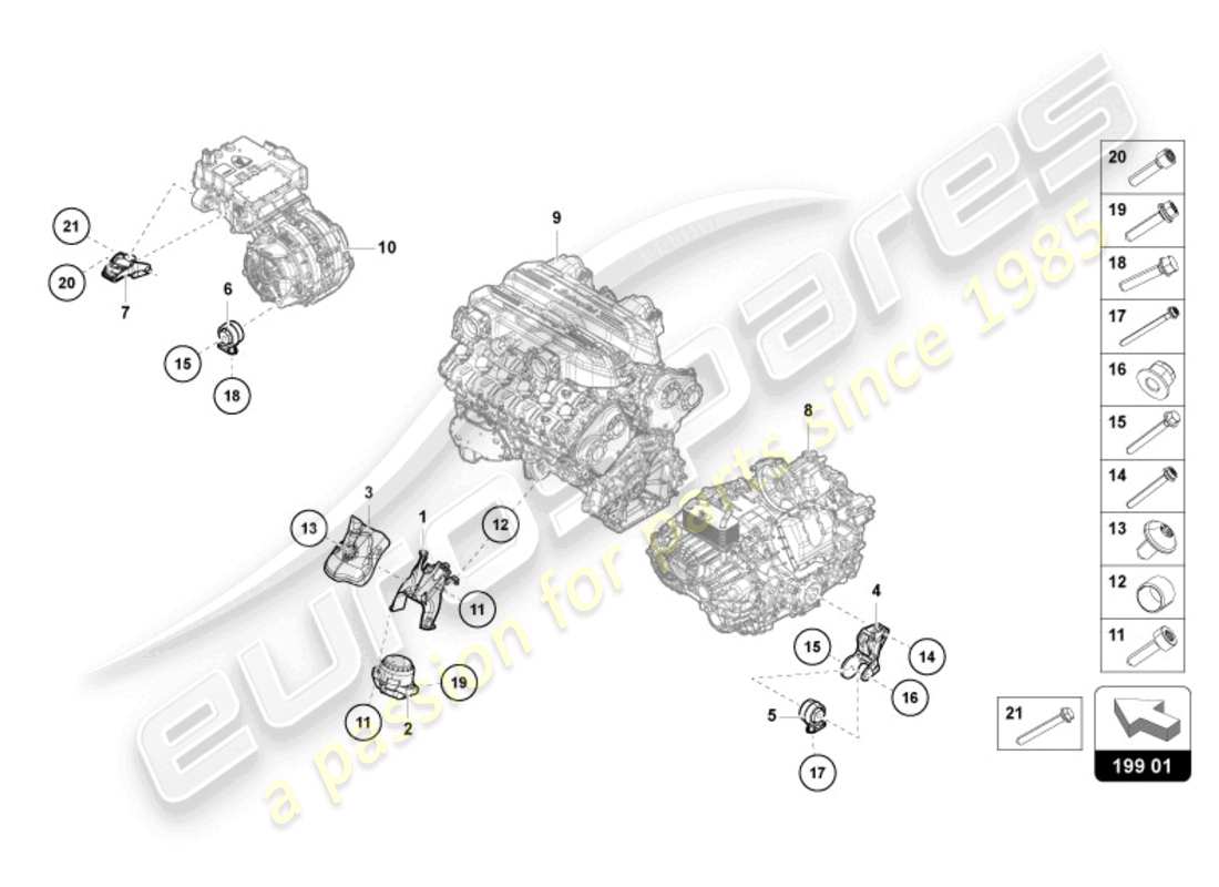 lamborghini revuelto coupe (2024) transmission securing parts parts diagram