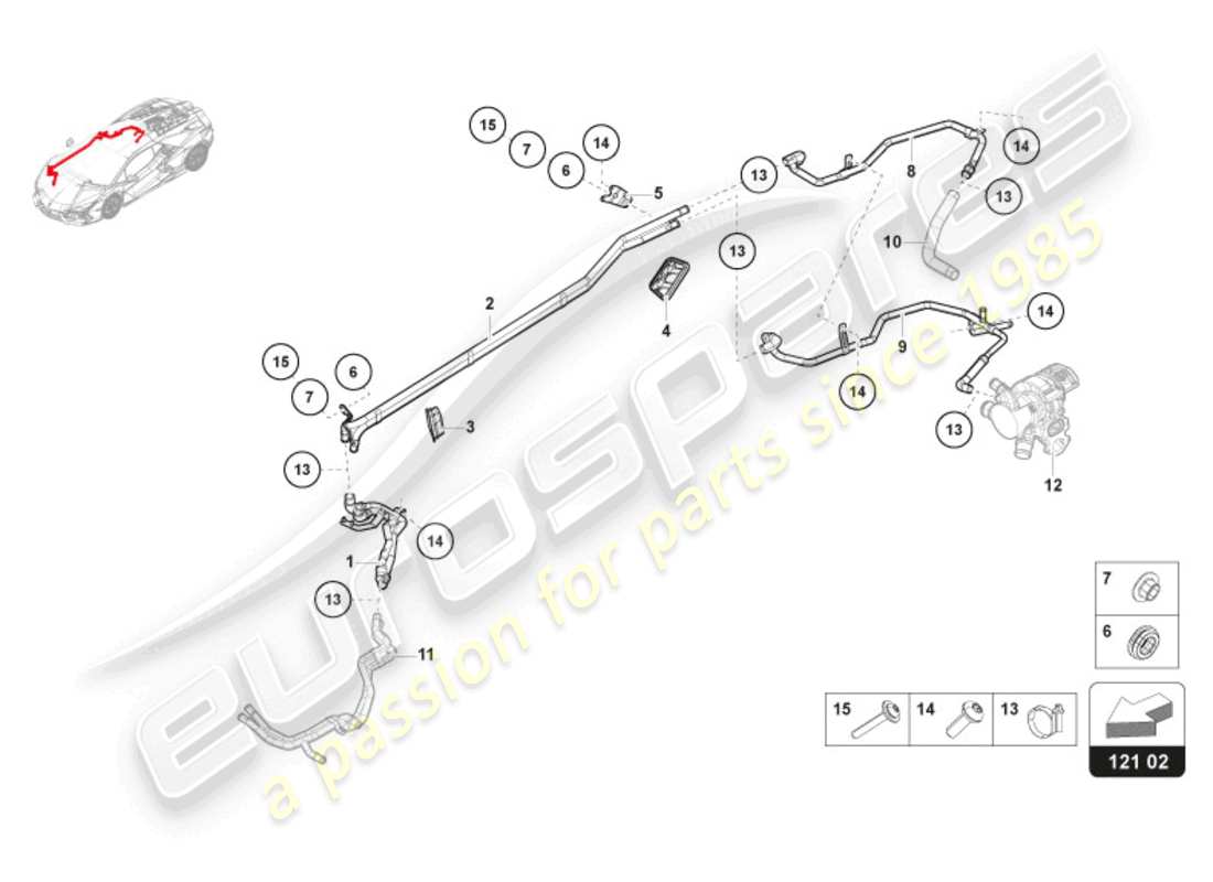 lamborghini revuelto coupe (2024) coolant cooling system water system parts diagram