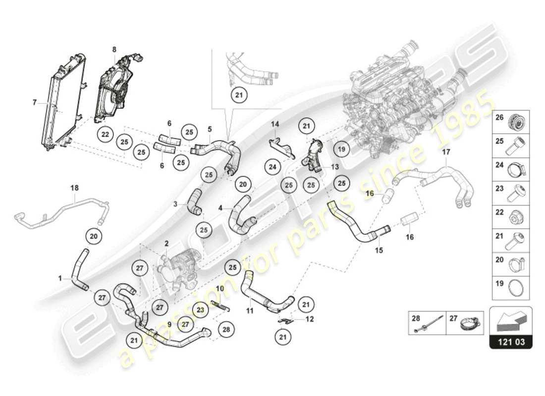 lamborghini revuelto coupe (2024) coolant cooling system water system parts diagram