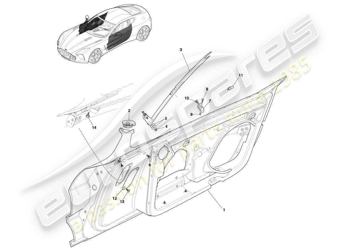 aston martin one-77 (2011) front doors parts diagram