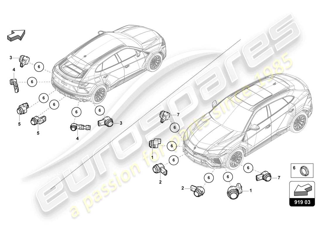 lamborghini urus (2021) sensor parts diagram