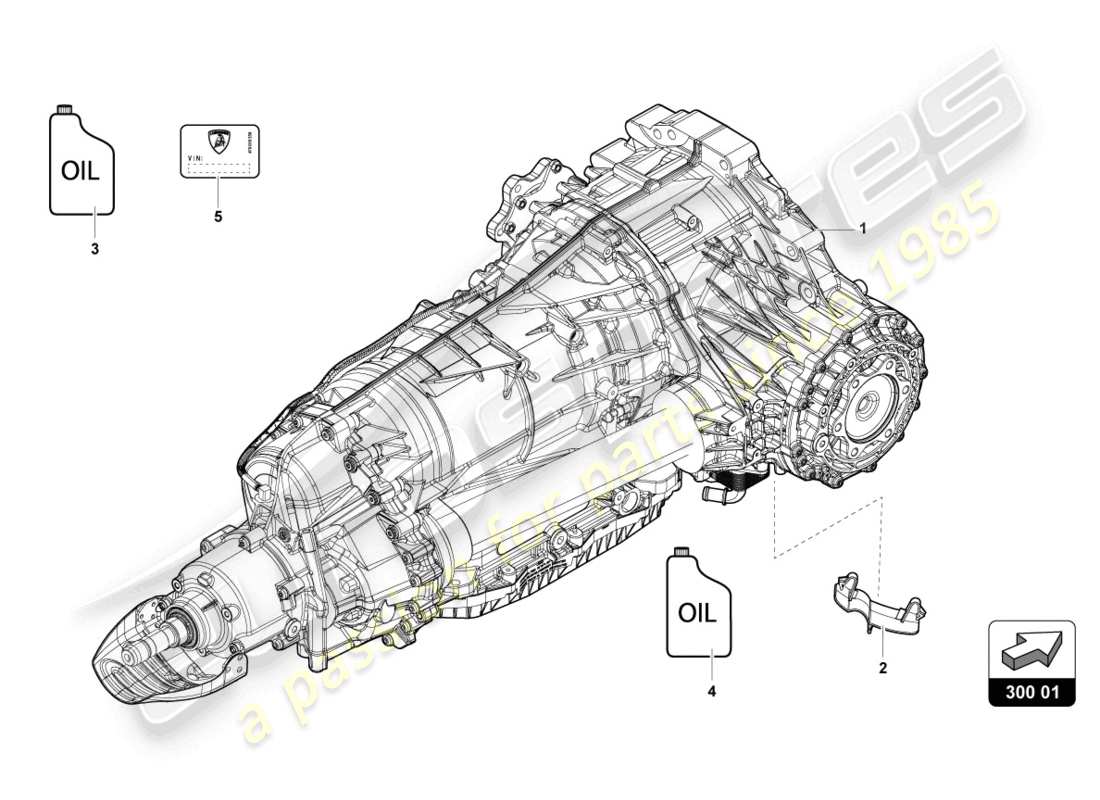 lamborghini urus s (2024) gearbox, complete parts diagram