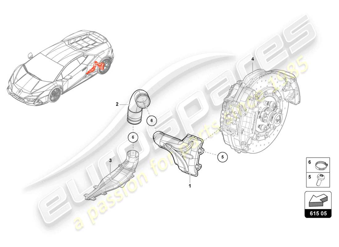lamborghini tecnica (2024) air duct for brake cooling parts diagram
