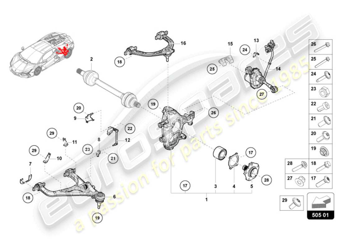 lamborghini revuelto coupe (2024) rear axle parts diagram