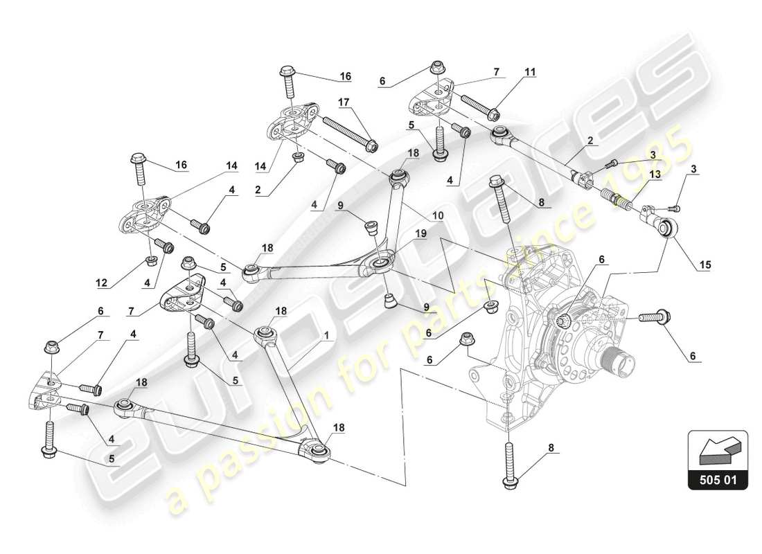 lamborghini 2017 (gt3) rear suspension arms part diagram