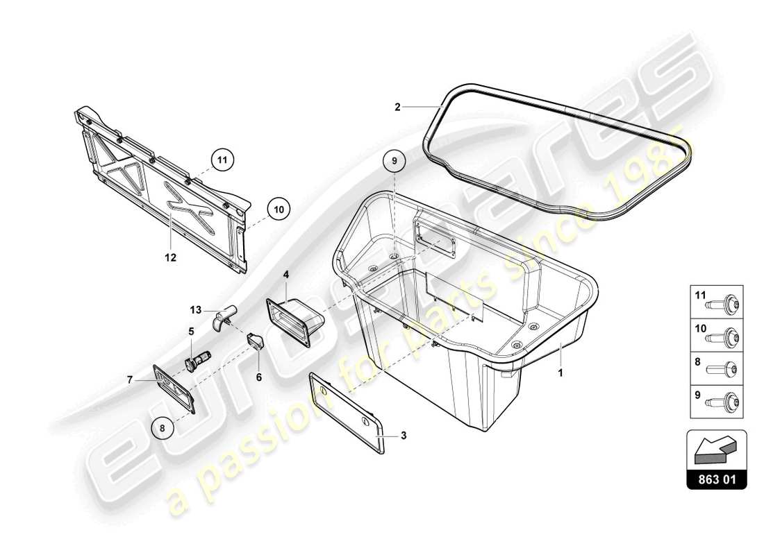 lamborghini 2024 (tecnica) luggage compartment lining part diagram