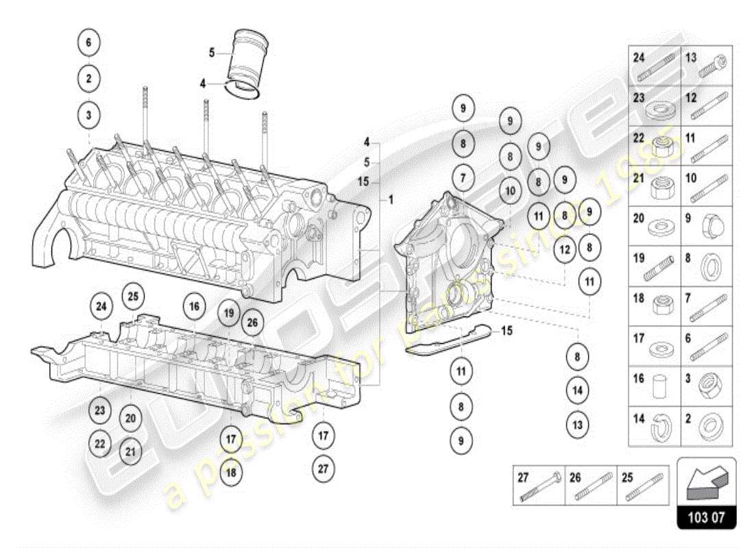 lamborghini diablo vt (1998) engine block part diagram