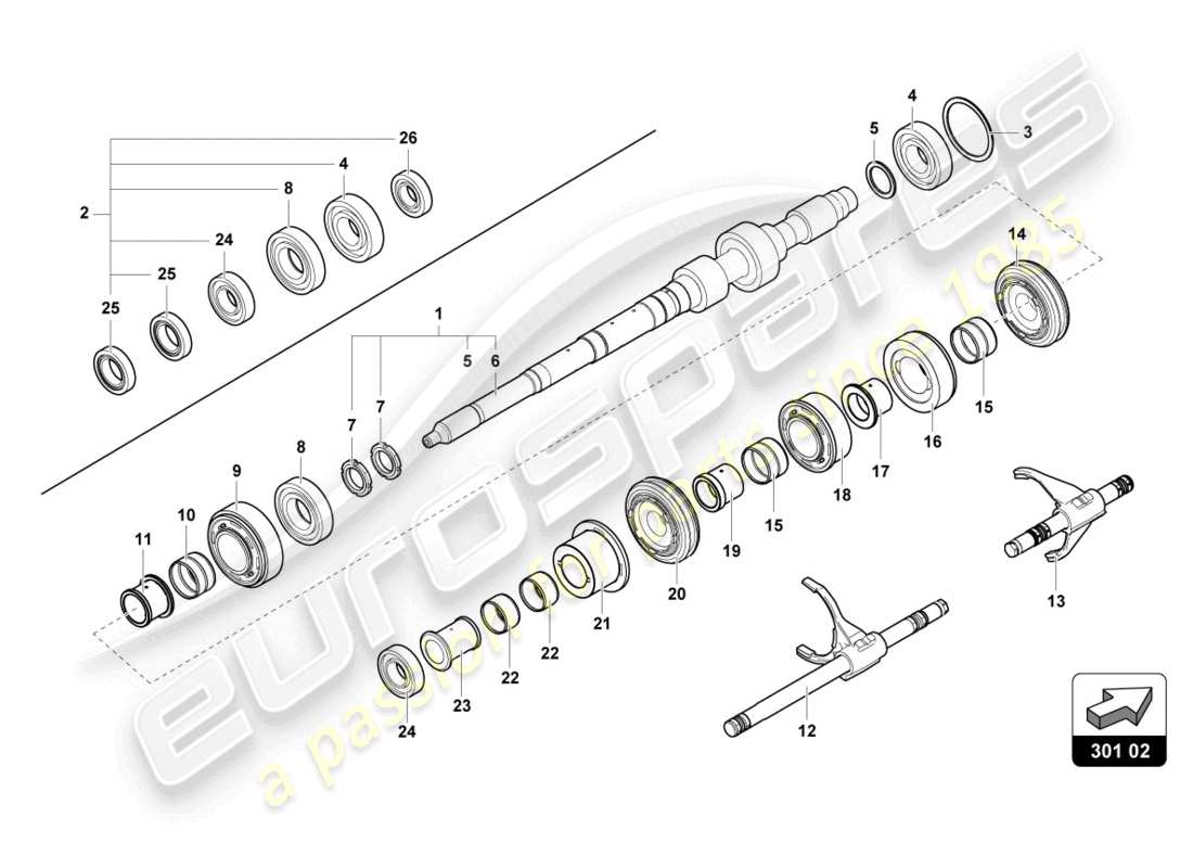 lamborghini sian roadster (2021) reduction gearbox shaft parts diagram