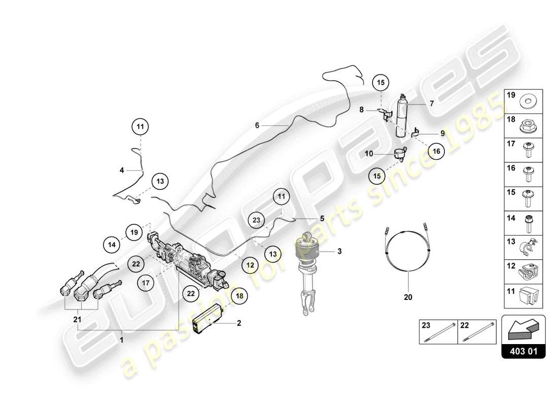 lamborghini sterrato (2023) lifting device parts diagram