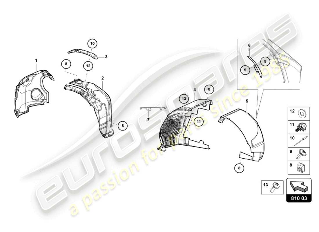 lamborghini sian roadster (2021) wheel housing trim parts diagram