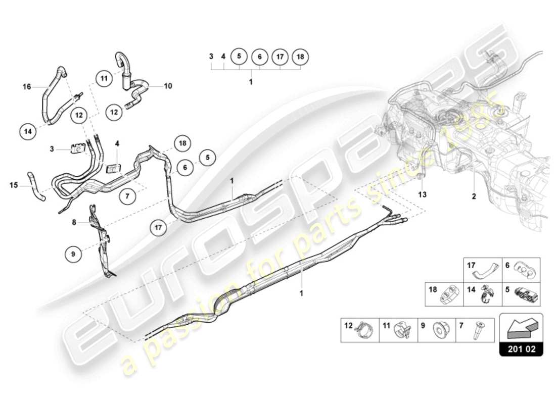 lamborghini urus s (2024) 1 set fuel pipes parts diagram
