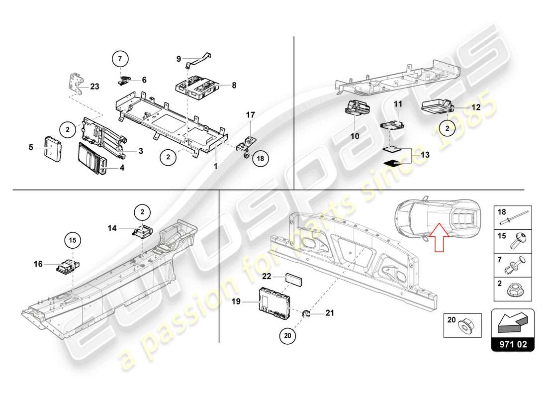lamborghini 2022 (sto) control unit part diagram