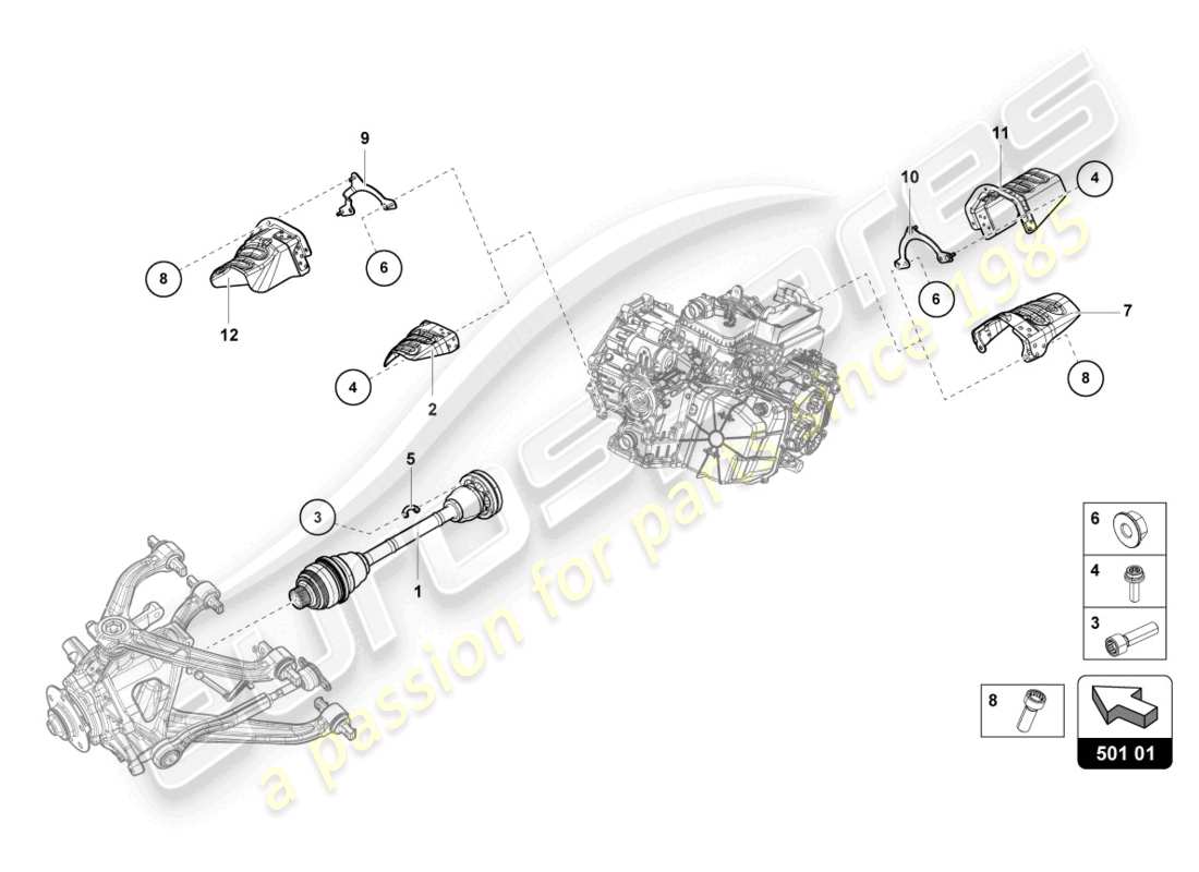 lamborghini tecnica (2023) axle shaft rear parts diagram