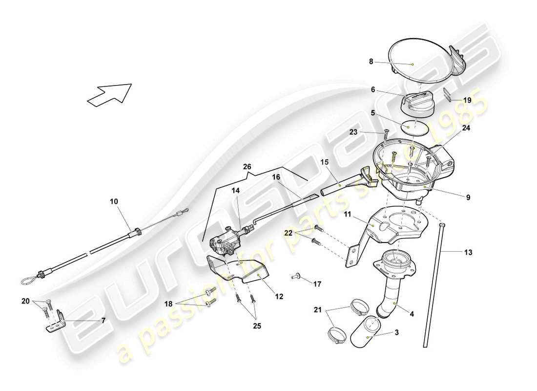 lamborghini lp560-2 coupe 50 (2014) fuel filler flap parts diagram